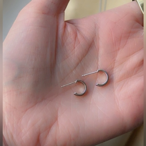 Sterling Silver Braided Huggy Hoop Earrings - Picture 10 of 13